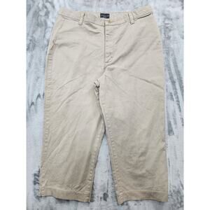 Vintage 90s Riders Pants Womens 16P Tan Stretch High Rise Capri Pedal Pusher